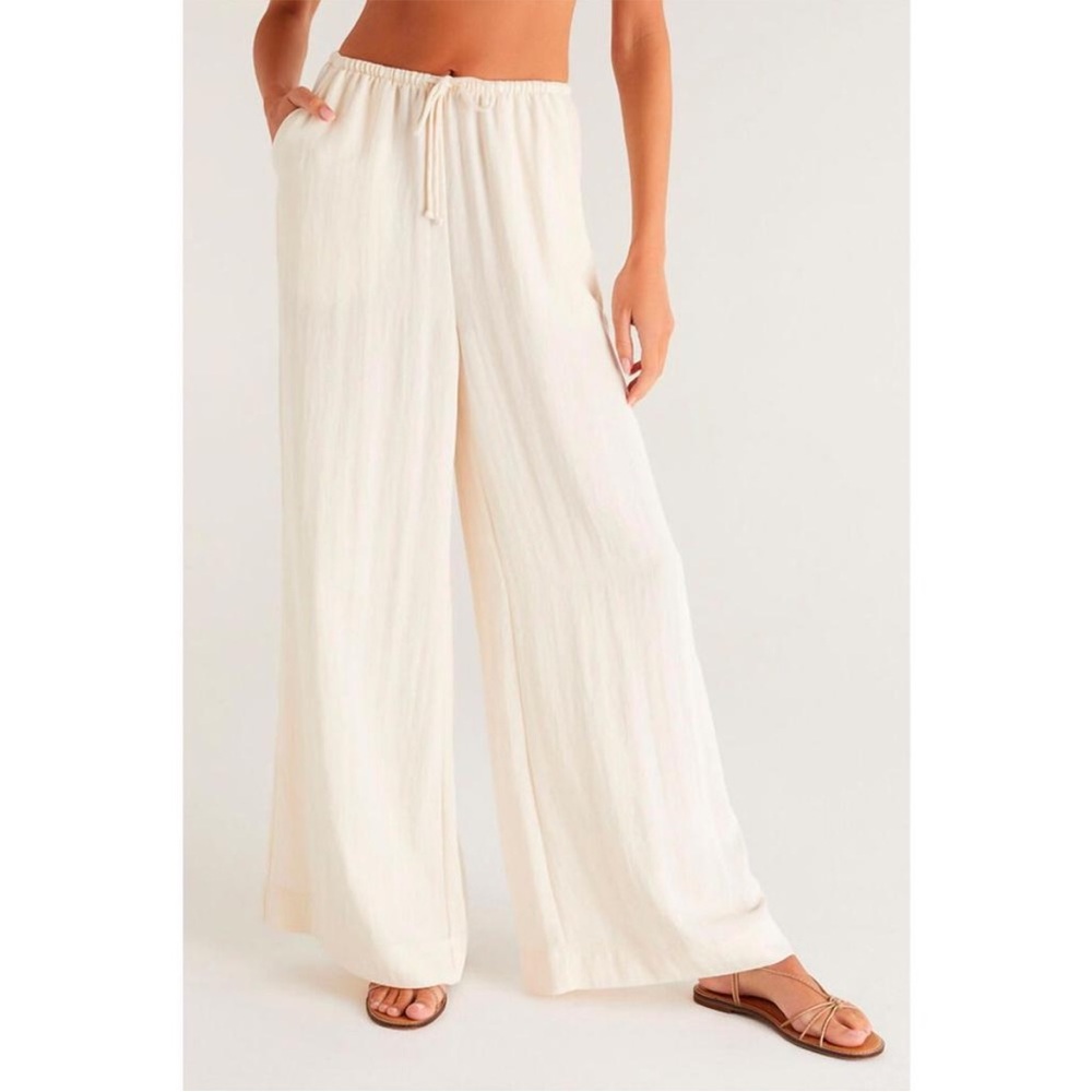 Z Supply Cream Wide Leg Drawstring Pants